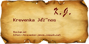 Krevenka János névjegykártya